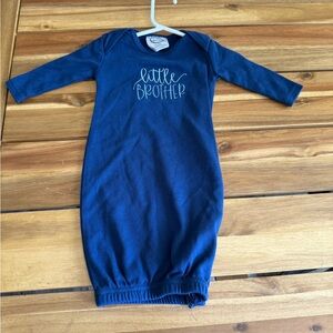 Baby Gown Pajamas - Navy "Little Brother"